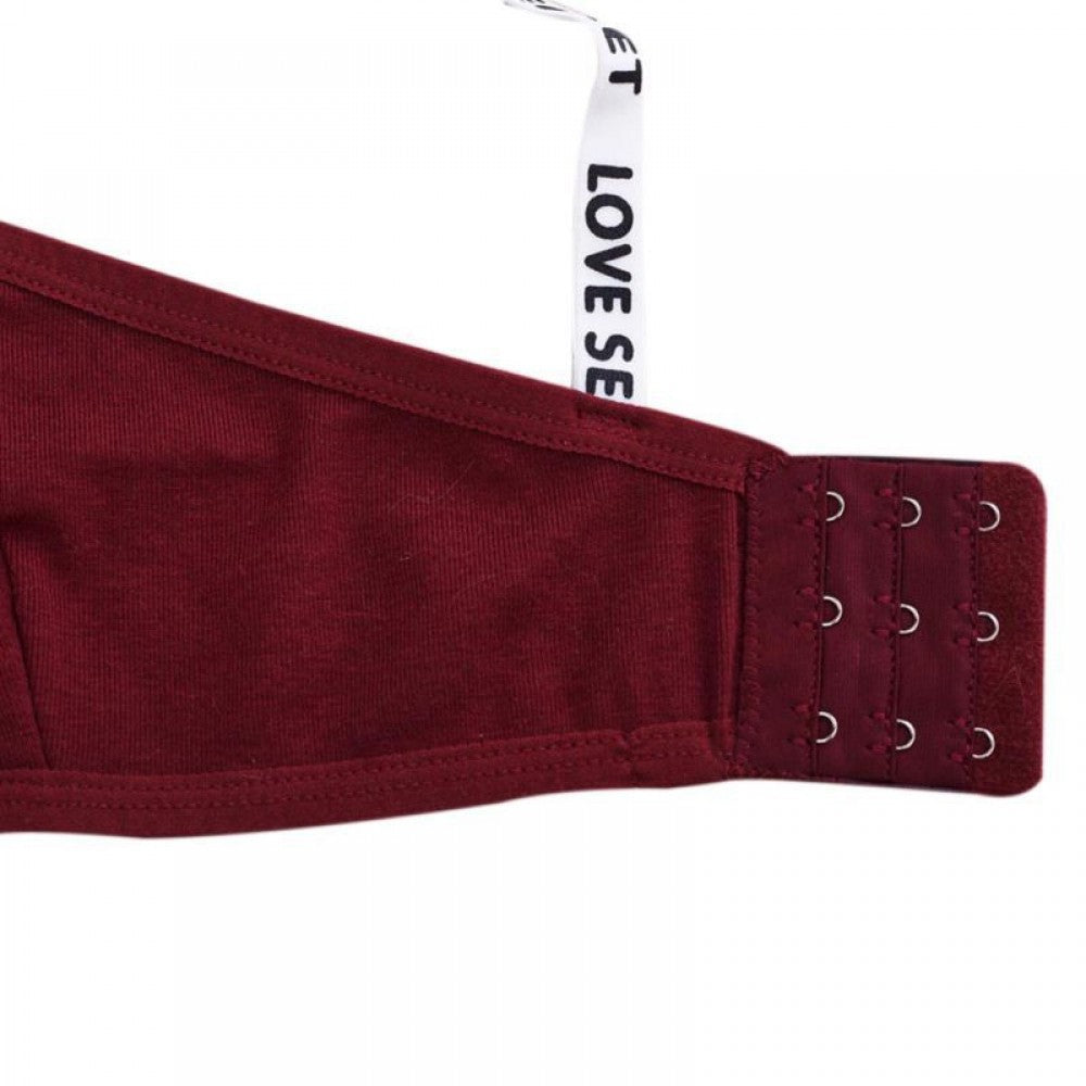 Seamless Bras Detachable Padded Sling Cotton - Wine Red - Shop N Save