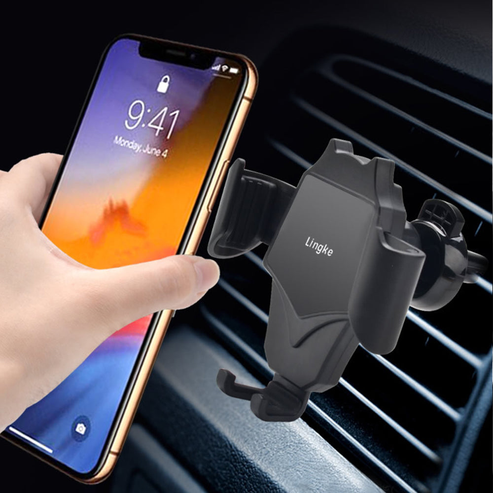 Air Vent Car Phone Holder - Strong Grip Air Outlets Ball Head Car Mount Bracket Mobile Holder For All Type Of Car - Black