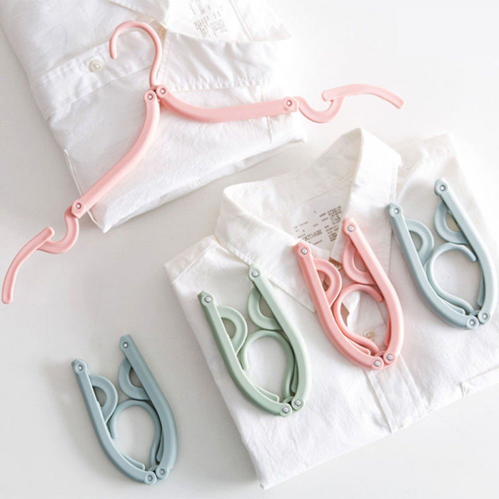 Creative Multifunction Clothes Hanger Portable Durable Folding - Pink