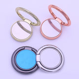 1PC Magnetic Ring Mobile Phone Holder - Solid Color Ring Bracket Alloy Phone Fastened Ring 360 Rotating Desktop Stand - Black