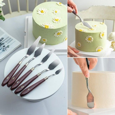 5 Pcs Cake Spatula Tool Five-Piece Set High Temperature Resistant Integrated Cream Silver - Shop N Save