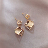 Ladies Fashion Square Earrings - Golden - Shop N Save