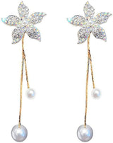 Rhinestone Rose Hoop Earrings: Exaggerated Tassel Fashion Jewelry - Shop N Save