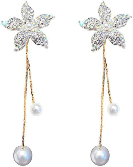 Rhinestone Rose Hoop Earrings: Exaggerated Tassel Fashion Jewelry - Shop N Save