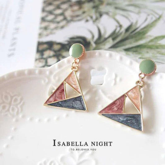 Contrast Starry Triangle Earrings - Multi Color