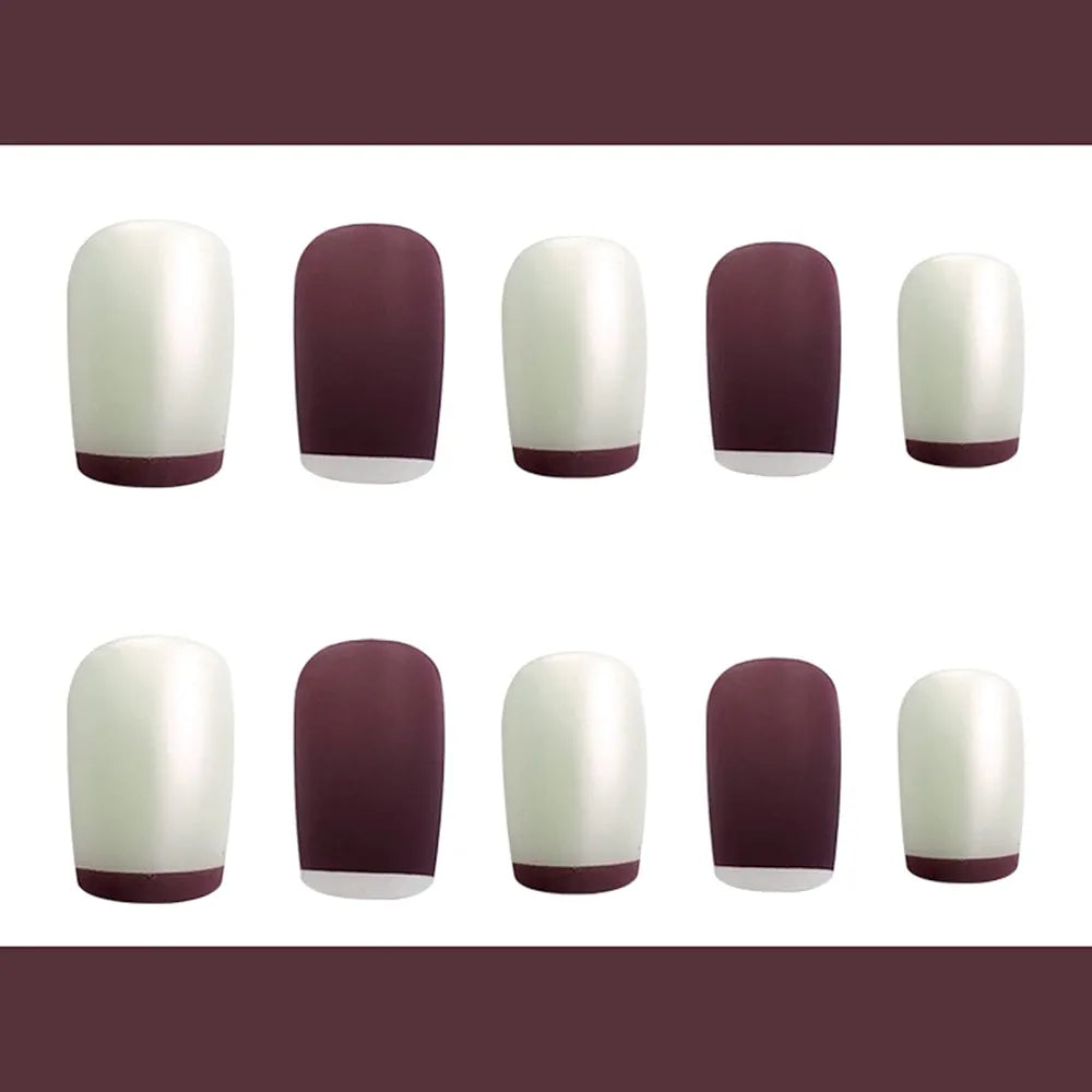 Purple &amp; White French Press-On Nails - Designs, Full Cover, Square Tips, Glue - Shop N Save