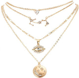 Layered Gold Choker: Crystal &amp; Evil Eye Pendant Jewelry for Women - Shop N Save