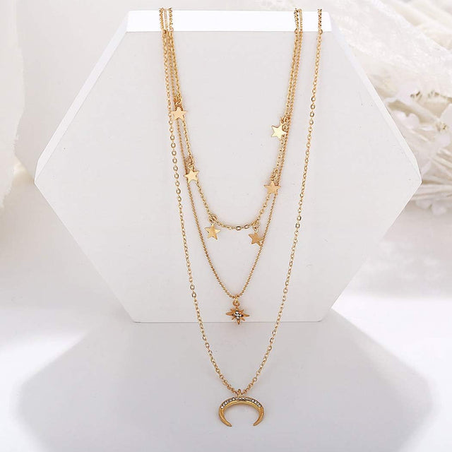Yienate Bohemia Gold Moon Necklace: Multilayer Crescent Jewelry for Women - Shop N Save