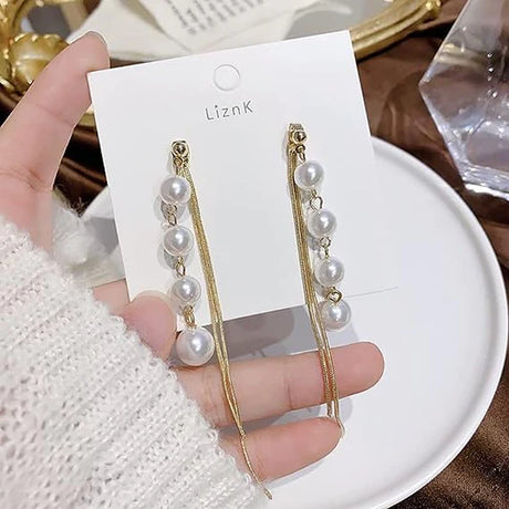 Pearl Patched Multi Layered Earrings Pair - Golden - Shop N Save