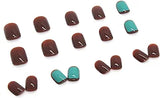 24 Pcs Emerald &amp; Maroon Square False Nails: Short Press-On &amp; Glue - Shop N Save