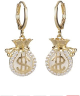 Dollar Sign Money Bag Earrings: Lucky Jewelry for Women &amp; Girls - Shop N Save