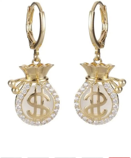Dollar Sign Money Bag Earrings: Lucky Jewelry for Women &amp; Girls - Shop N Save