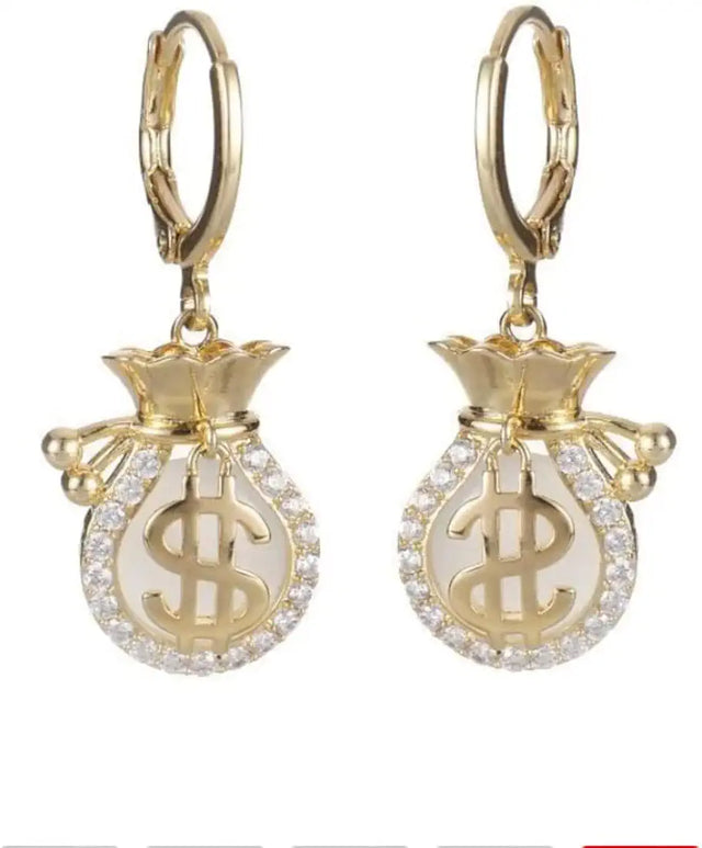 Dollar Sign Money Bag Earrings: Lucky Jewelry for Women &amp; Girls - Shop N Save