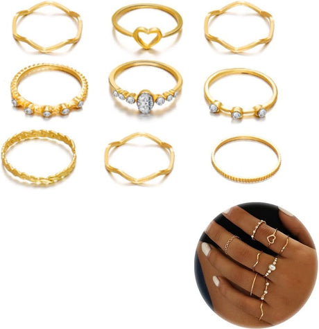 Boho Rose Gold Knuckle Rings Set - Vintage Midi Rings for Women - Shop N Save