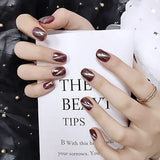 Dark Red Square Fake Nails - Full Cover, Cat Eye Acrylic, Nail Glue Included - Shop N Save