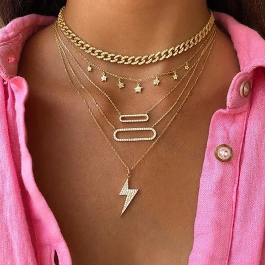 Girls Fahion Star Multi Layer Necklace - Golden - Shop N Save