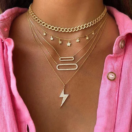 Girls Fahion Star Multi Layer Necklace - Golden - Shop N Save