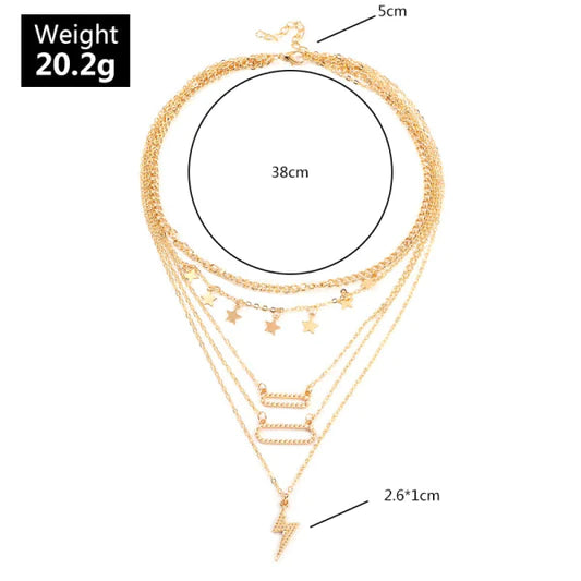 Girls Fahion Star Multi Layer Necklace - Golden - Shop N Save