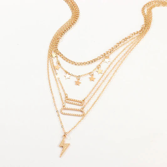 Girls Fahion Star Multi Layer Necklace - Golden - Shop N Save