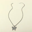 Woman Rhinestone Butterfly Necklace - Silver - Shop N Save