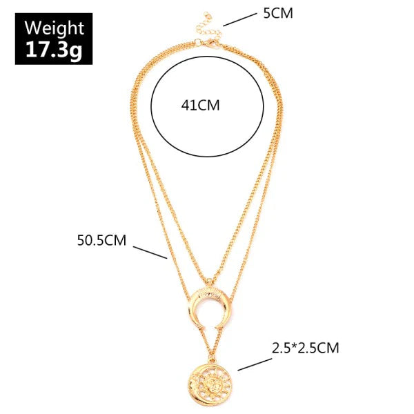 Woman Moon Chain Fashion Necklace - Golden - Shop N Save