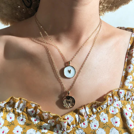 Gold Plated Fashion Retro Double Layer Necklace - Golden - Shop N Save