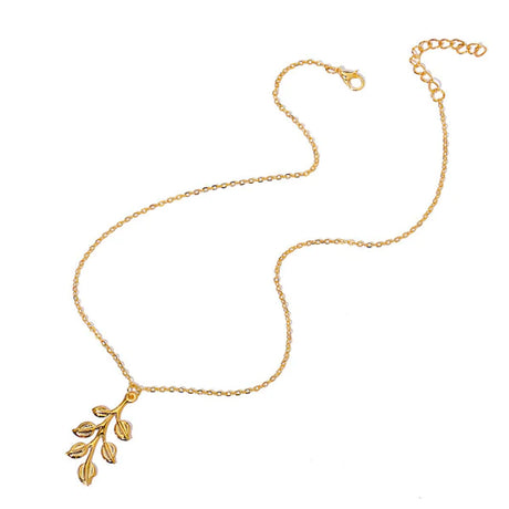 Women Fashion Leaf Shape Simple Necklace - Golden - Shop N Save