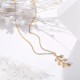 Women Fashion Leaf Shape Simple Necklace - Golden - Shop N Save
