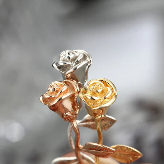 Valentine Rose Pendant Fashion Necklace - Golden - Shop N Save