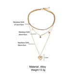 Girl Heart Map Alloy Multi Layer Fashion Necklace - Golden - Shop N Save