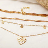 Girl Heart Map Alloy Multi Layer Fashion Necklace - Golden - Shop N Save