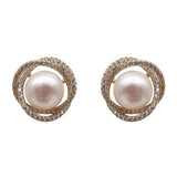 Fashionable Simple Ladies Pearl Earrings - Golden - Shop N Save