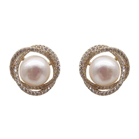 Fashionable Simple Ladies Pearl Earrings - Golden - Shop N Save