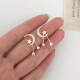 Star &amp; Moon Heart Stud Earrings: Korean Wild Personality for Girls - Shop N Save