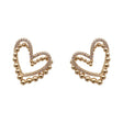 Rhinestone Heart Simple Girl's Earrings - Golden - Shop N Save