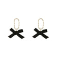 Ladies Rhinestone Bow Earrings - Black Gold - Shop N Save