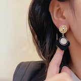 Ladies Fashion Simple Square Earrings - Black Gold