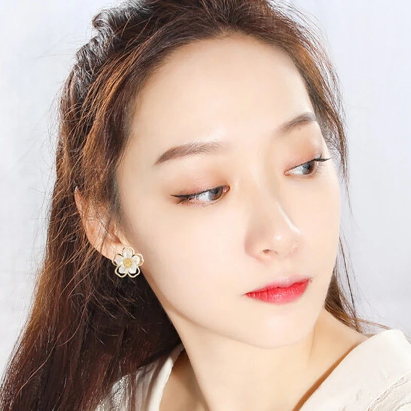 Golden Needle Flower Earrings: Elegant Double-Layer Jewelry - Shop N Save