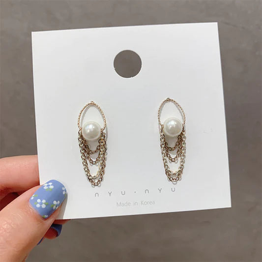 Girls Pearl Multi Chain Fashion Earrings - Golden - Shop N Save