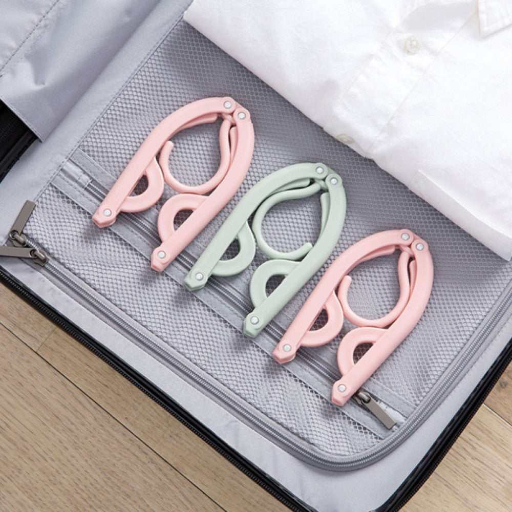 Creative Multifunction Clothes Hanger Portable Durable Folding - Pink