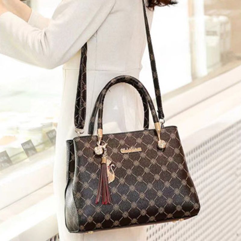 Elegant Geometric Floral Handbag: Spacious, Stylish, Versatile, High Quality - Shop N Save