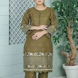 2 Piece Kurti Salwar Embroidery Set - Pure Cotton Collection Stylish Solid Color Light Weight Cotton Fabric Suit Top Bottom Salwar Kameez Indian Pakistani Embroidered Suit For Event Party Outdoor Dress - Dark Green - Shop N Save