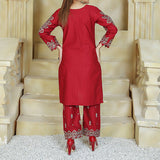 2 Piece Kurti Salwar Embroidery Set - Pure Cotton Collection Stylish Solid Color Light Weight Cotton Fabric Suit Top Bottom Salwar Kameez Indian Pakistani Embroidered Suit For Event Party Outdoor Dress - Maroon - Shop N Save
