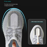 Soft Hair Household Long Handle Three-Sided Shoe Brush - Blue