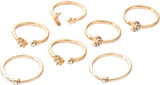Vipomkowa 7-Piece Blue &amp; Gold Zircon Ring Set: Retro Metal Fashion for Women - Shop N Save