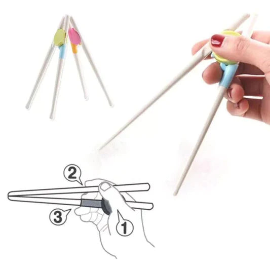 A Pair Of Kids Auxiliary Chopsticks - White Pink - Shop N Save