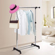 Silver Stainless Steel Telescopic Garment Rack with Wheels Portable Clothes Organizer for Easy Storage and Organization - Shop N Save