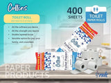 Collins 40,000 Sheets Extreme Bulk Toilet Paper Pack, Pack of 100 Embossed Tissue Rolls (400 sheets x 2 Ply) (100 Rolls, 1 x 100 Rolls Carton) - Shop N Save