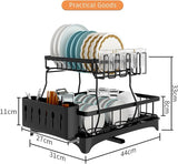 Prosight Dish Drying Rack, 2 Tier Dish Rack with Adjustable Swivel Spout Cups Holder Utensils holder, Rustproof Dish Drainer for Kitchen Counter, 17.3” L× 12.2”W× 13”H