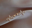 Rustic Rhinestone Heartbeat Earrings: Stylish Studs for Women - Shop N Save